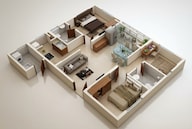 Floor plan of 3 BHK 1047 Sq. Ft. Apartment in Provident Space, Hyderabad