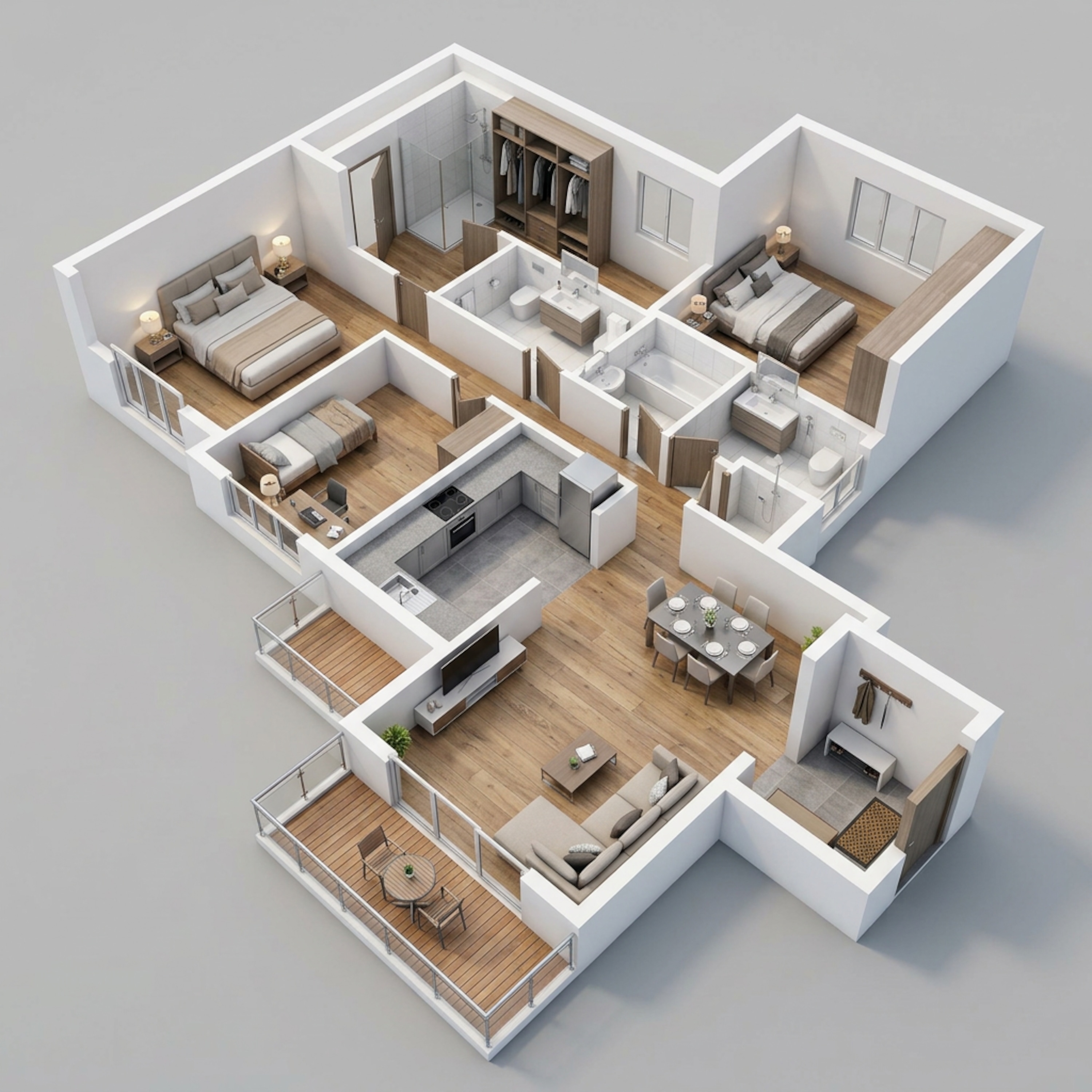 Floor plan of 3 BHK 1088 Sq. Ft. Apartment in Majestique Signature Towers, Pune