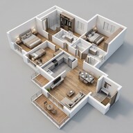 Floor plan of 3 BHK 1088 Sq. Ft. Apartment in Majestique Signature Towers, Pune