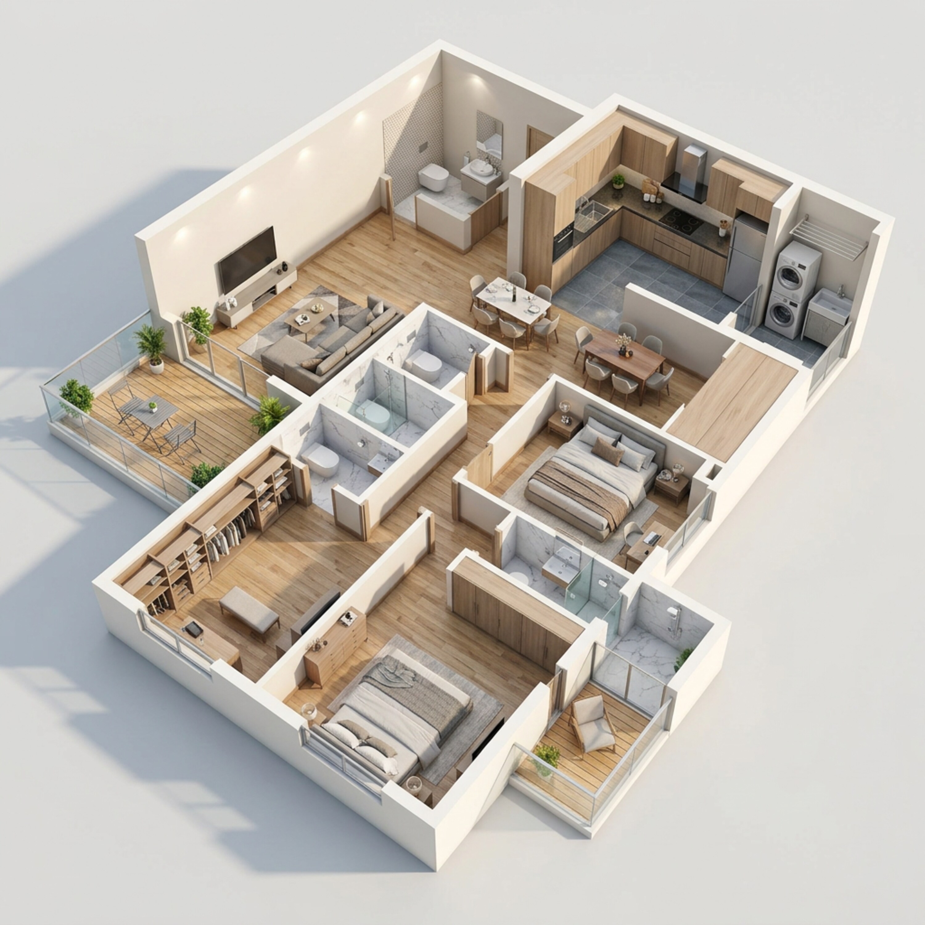 Floor plan of 3 BHK 1298 Sq. Ft. Apartment in Majestique Signature Towers, Pune