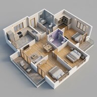 Floor plan of 3 BHK 907 Sq. Ft. Apartment in Majestique Signature Towers, Pune
