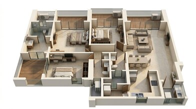 Floor plan of 3 BHK 1490 Sq. Ft. Apartment in Godrej Rivergreens, Pune