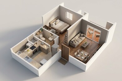 Floor plan of 1 BHK 320 Sq. Ft. Apartment in Godrej Rivergreens, Pune