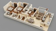 Floor plan of 3 BHK 847 Sq. Ft. Apartment in Lodha Palava Olivia A, Thane