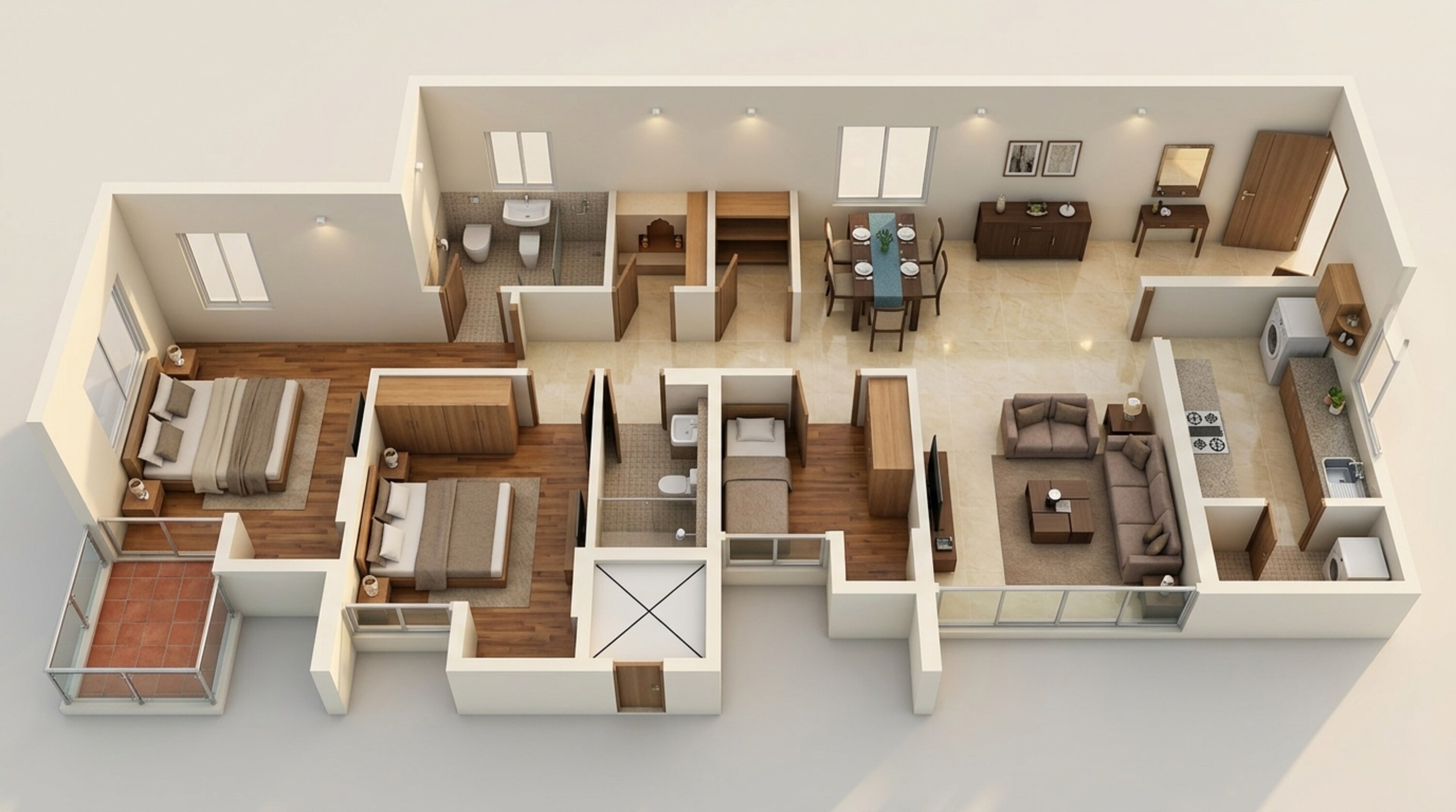 Floor plan of 3 BHK 809 Sq. Ft. Apartment in Lodha Palava Olivia A, Thane