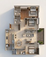 Floor plan of 3 BHK 1750 Sq. Ft. Apartment in Shriram Southern Crest Phase 2, Bangalore