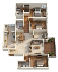 Floor plan of 3 BHK 1960 Sq. Ft. Apartment in Shriram Southern Crest Phase 2, Bangalore