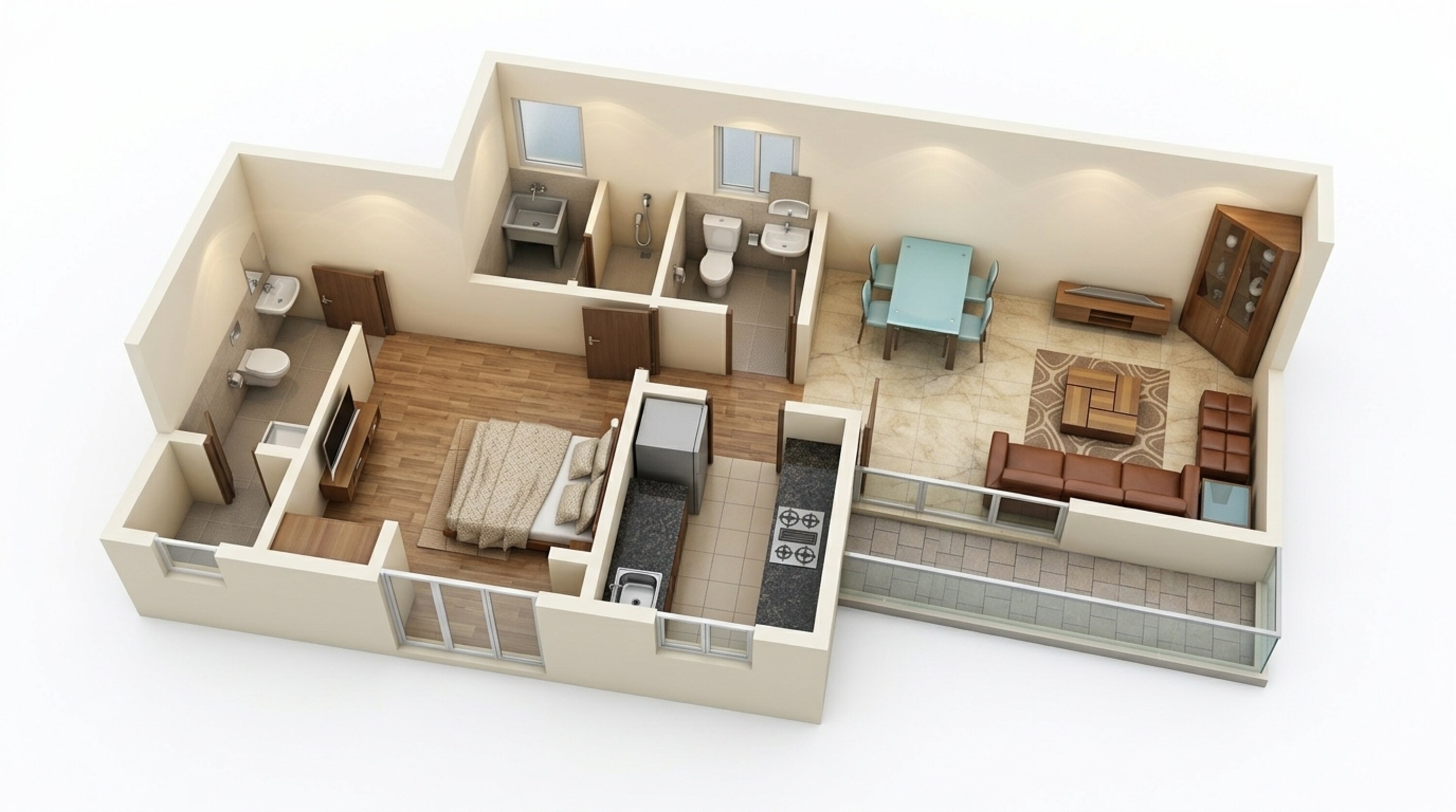 Floor plan of 1 BHK 496 Sq. Ft. Apartment in Lodha Palava Fresca, Thane