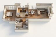 Floor plan of 1 BHK 420 Sq. Ft. Apartment in Lodha Palava Fresca C And D, Thane