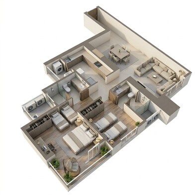 Floor plan of 2 BHK 753 Sq. Ft. Apartment in Piramal Aranya Wing B, Mumbai