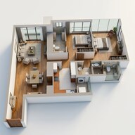 Floor plan of 2 BHK 788 Sq. Ft. Apartment in Piramal Aranya Wing B, Mumbai