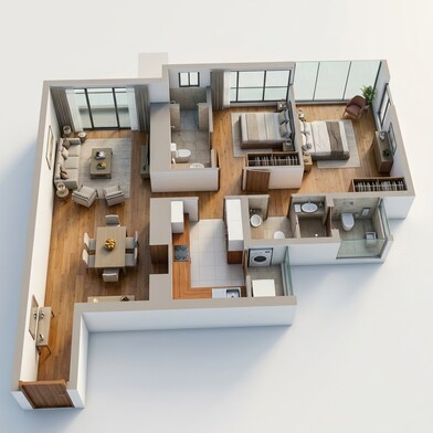 Floor plan of 2 BHK 788 Sq. Ft. Apartment in Piramal Aranya Wing B, Mumbai