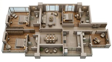 Floor plan of 3 BHK 1080 Sq. Ft. Apartment in Piramal Aranya Wing B, Mumbai