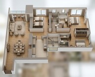 Floor plan of 3 BHK 990 Sq. Ft. Apartment in Piramal Aranya Wing B, Mumbai