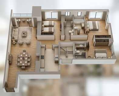Floor plan of 3 BHK 990 Sq. Ft. Apartment in Piramal Aranya Wing B, Mumbai