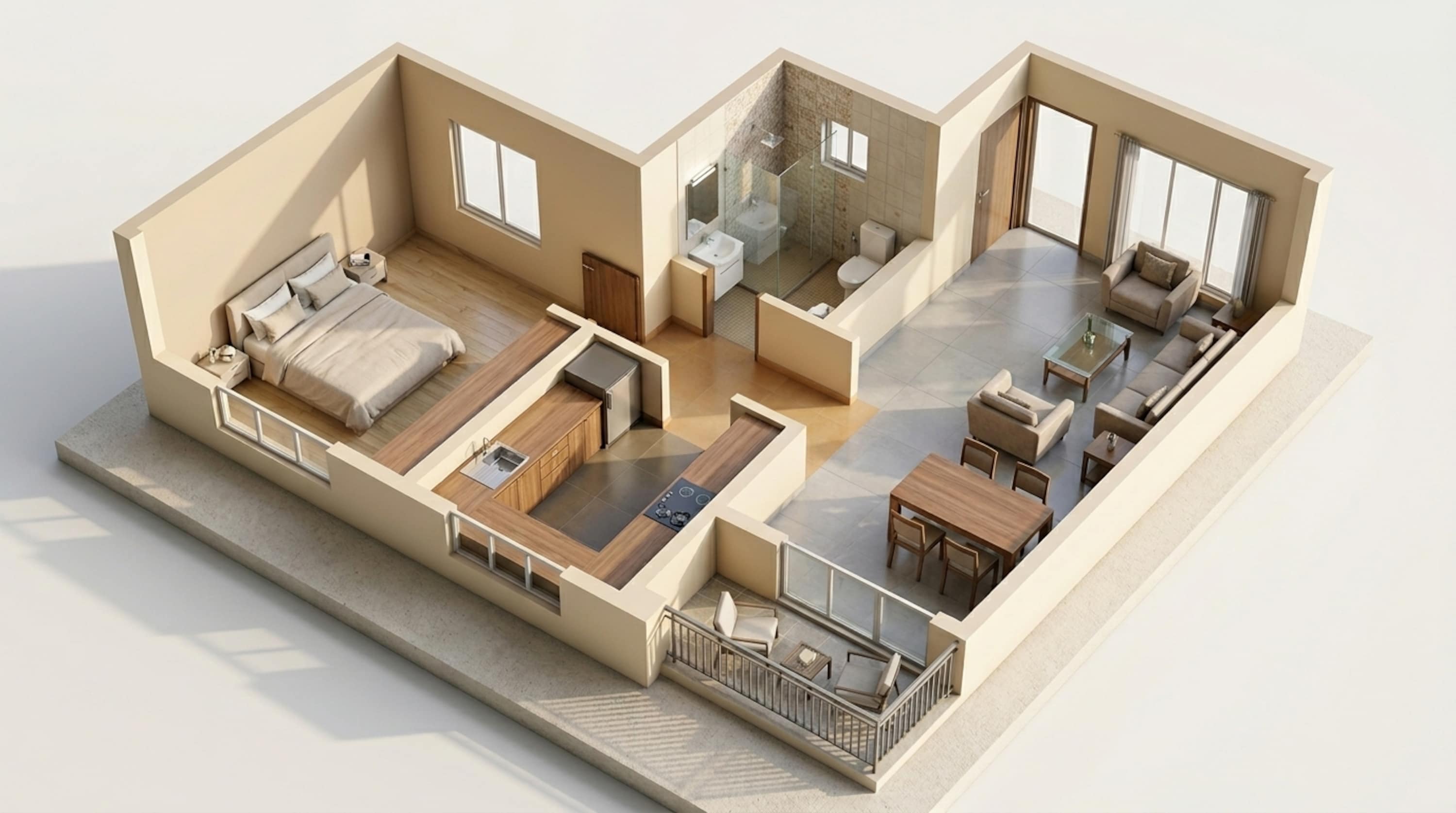 Floor plan of 1 BHK 745 Sq. Ft. Apartment in Sobha Tropical Greens Phase 21 Wing 21 And 22, Bangalore