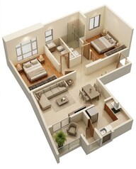 Floor plan of 2 BHK 813 Sq. Ft. Apartment in Mahindra Lifespaces Vicino A3 A4, Mumbai