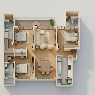 Floor plan of 3 BHK 1295 Sq. Ft. Apartment in Mahindra Lifespaces Vicino A3 A4, Mumbai