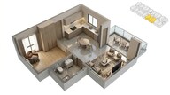 Floor plan of 1 BHK 645 Sq. Ft. Apartment in Sobha Tropical Greens Phase 22 Wing 23 And 24, Bangalore