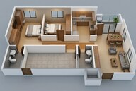 Floor plan of 2 BHK 1007 Sq. Ft. Apartment in Sobha Tropical Greens Phase 22 Wing 23 And 24, Bangalore