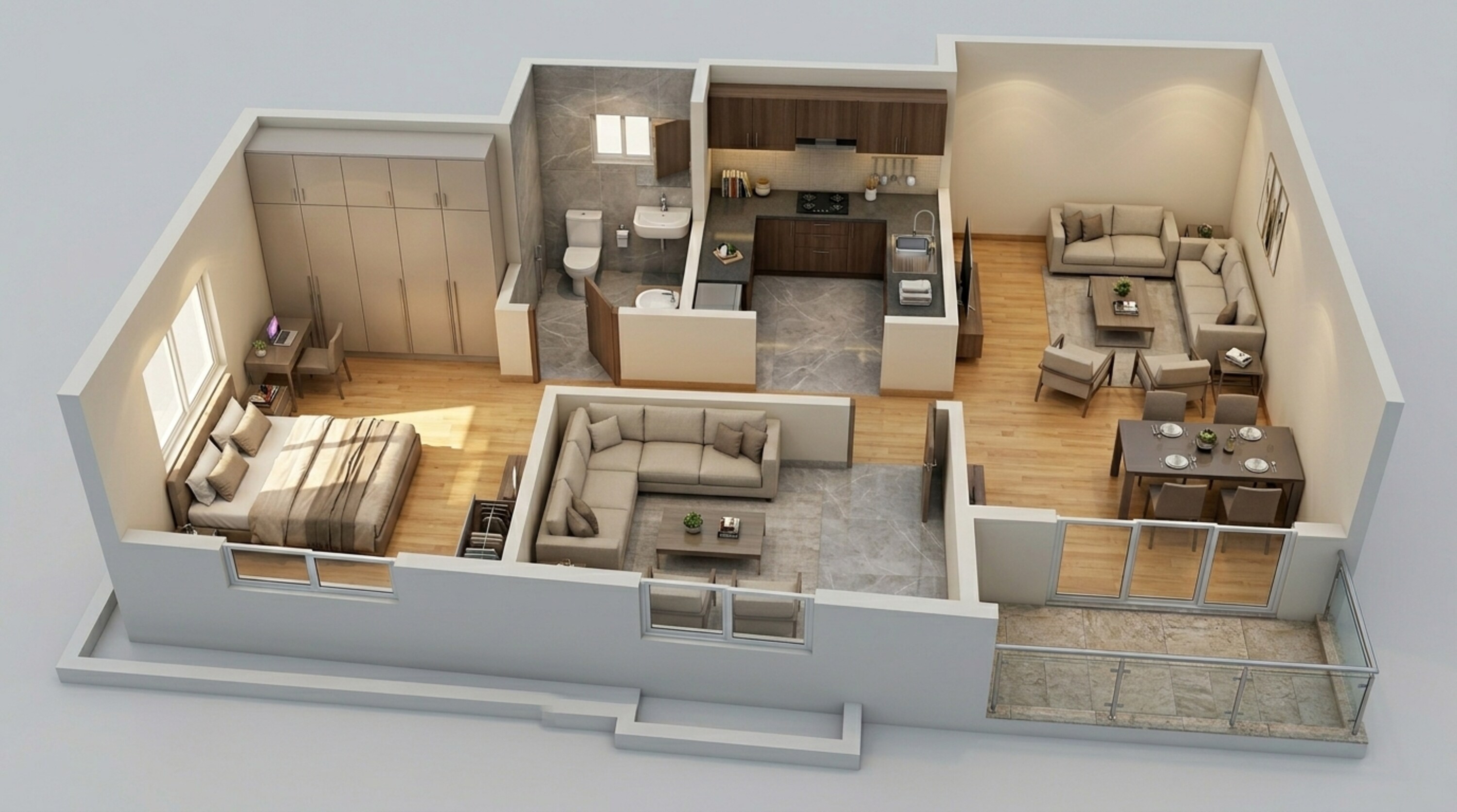 Floor plan of 1 BHK 745 Sq. Ft. Apartment in Sobha Tropical Greens Phase 24 Wing 29 And 30, Bangalore
