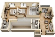 Floor plan of 2 BHK 1007 Sq. Ft. Apartment in Sobha Tropical Greens Phase 24 Wing 29 And 30, Bangalore