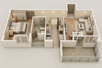 Floor plan of 1 BHK 457 Sq. Ft. Apartment in Mahindra Lifespaces Vicino A1 A2, Mumbai
