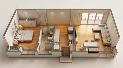 Floor plan of 1 BHK 467 Sq. Ft. Apartment in Mahindra Lifespaces Vicino A1 A2, Mumbai