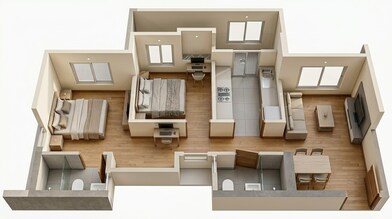 Floor plan of 2 BHK 527 Sq. Ft. Apartment in Kalpataru Paramount A, Thane