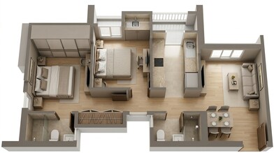 Floor plan of 2 BHK 527 Sq. Ft. Apartment in Kalpataru Paramount B, Thane