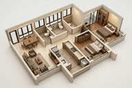 Floor plan of 2 BHK 672 Sq. Ft. Apartment in Kalpataru Paramount B, Thane