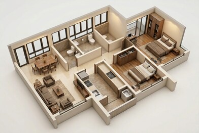 Floor plan of 2 BHK 672 Sq. Ft. Apartment in Kalpataru Paramount B, Thane