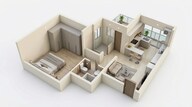 Floor plan of 1 BHK 645 Sq. Ft. Apartment in Sobha Tropical Greens Phase 25 Wing 32 To 34, Bangalore