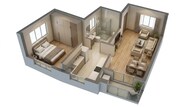 Floor plan of 1 BHK 745 Sq. Ft. Apartment in Sobha Tropical Greens Phase 25 Wing 32 To 34, Bangalore