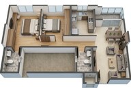 Floor plan of 2 BHK 1007 Sq. Ft. Apartment in Sobha Tropical Greens Phase 25 Wing 32 To 34, Bangalore