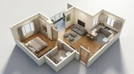 Floor plan of 1 BHK 645 Sq. Ft. Apartment in Sobha Tropical Greens Phase 26 Wing 35 To 38, Bangalore