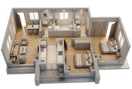 Floor plan of 2 BHK 672 Sq. Ft. Apartment in Kalpataru Paramount D, Thane