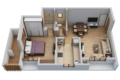Floor plan of 1 BHK 418 Sq. Ft. Apartment in Lodha Upper Thane Sereno A1, Thane