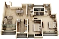 Floor plan of 2 BHK 640 Sq. Ft. Apartment in Dosti West County Phase 2 Dosti Cedar, Thane