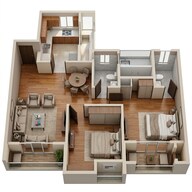 Floor plan of 2 BHK 659 Sq. Ft. Apartment in Dosti West County Phase 2 Dosti Cedar, Thane