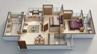 Floor plan of 2 BHK 635 Sq. Ft. Apartment in Lodha Upper Thane Tiara I, Thane