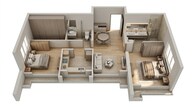 Floor plan of 2 BHK 612 Sq. Ft. Apartment in L & T Rejuve 360 Tower A, Mumbai