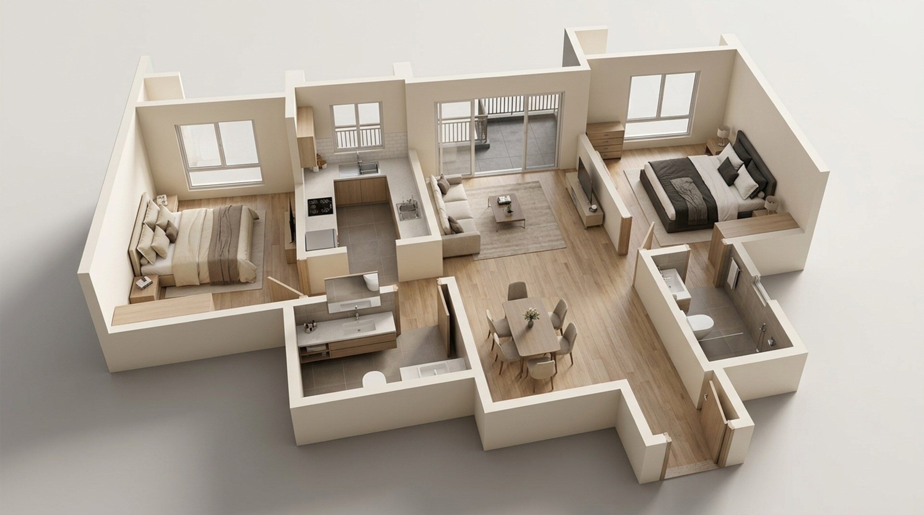 Floor plan of 2 BHK 756 Sq. Ft. Apartment in L & T Rejuve 360 Tower A, Mumbai