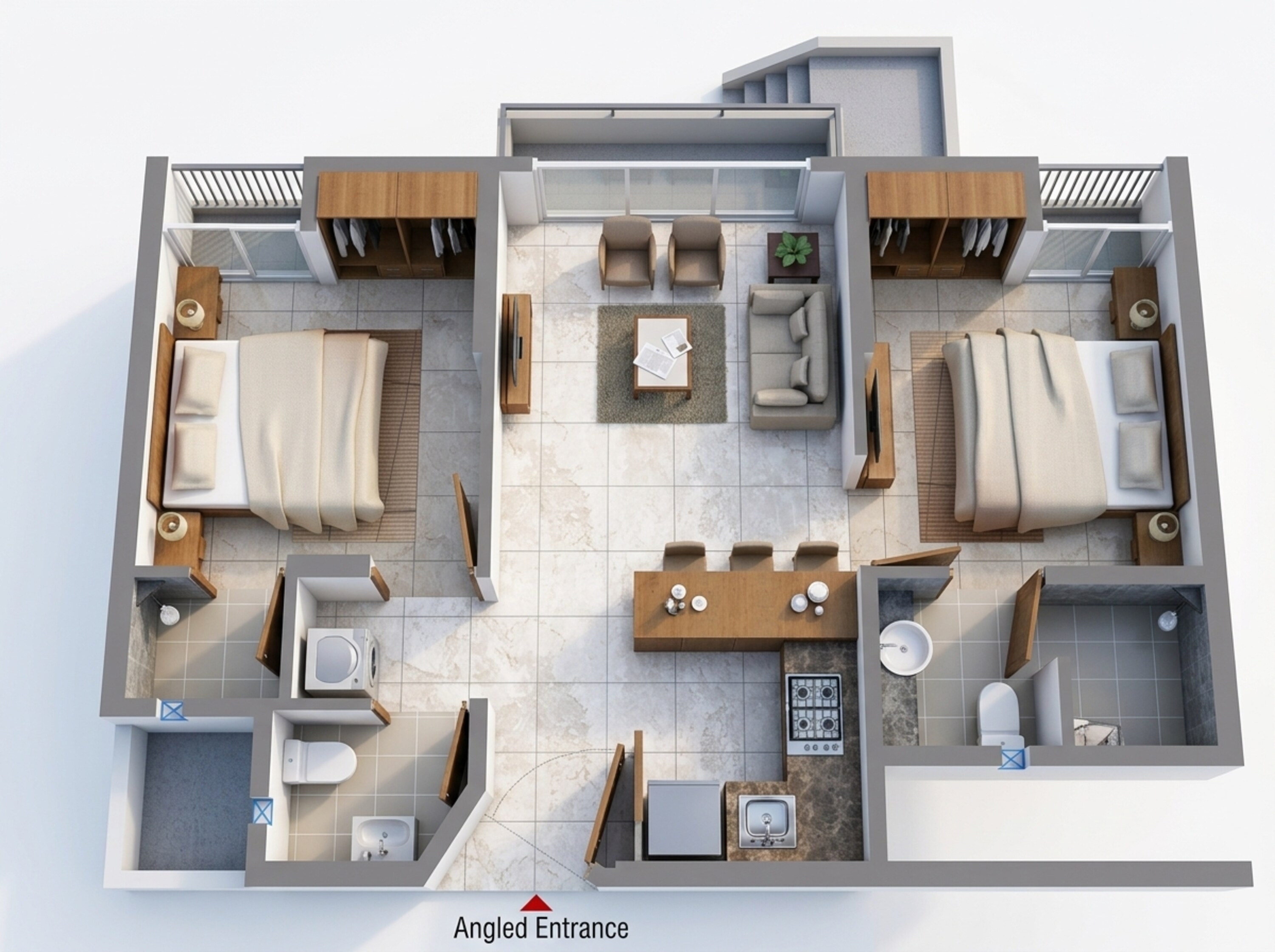 Floor plan of 2 BHK 511 Sq. Ft. Apartment in Lodha Upper Thane Woodlands A B And J, Thane