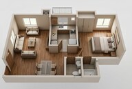 Floor plan of 1 BHK 443 Sq. Ft. Apartment in Lodha Upper Thane Woodlands A B And J, Thane