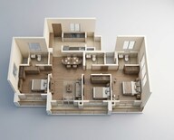Floor plan of 3 BHK 957 Sq. Ft. Apartment in Kalpataru Launch Code Starlight Sector 5 Wing B, Thane