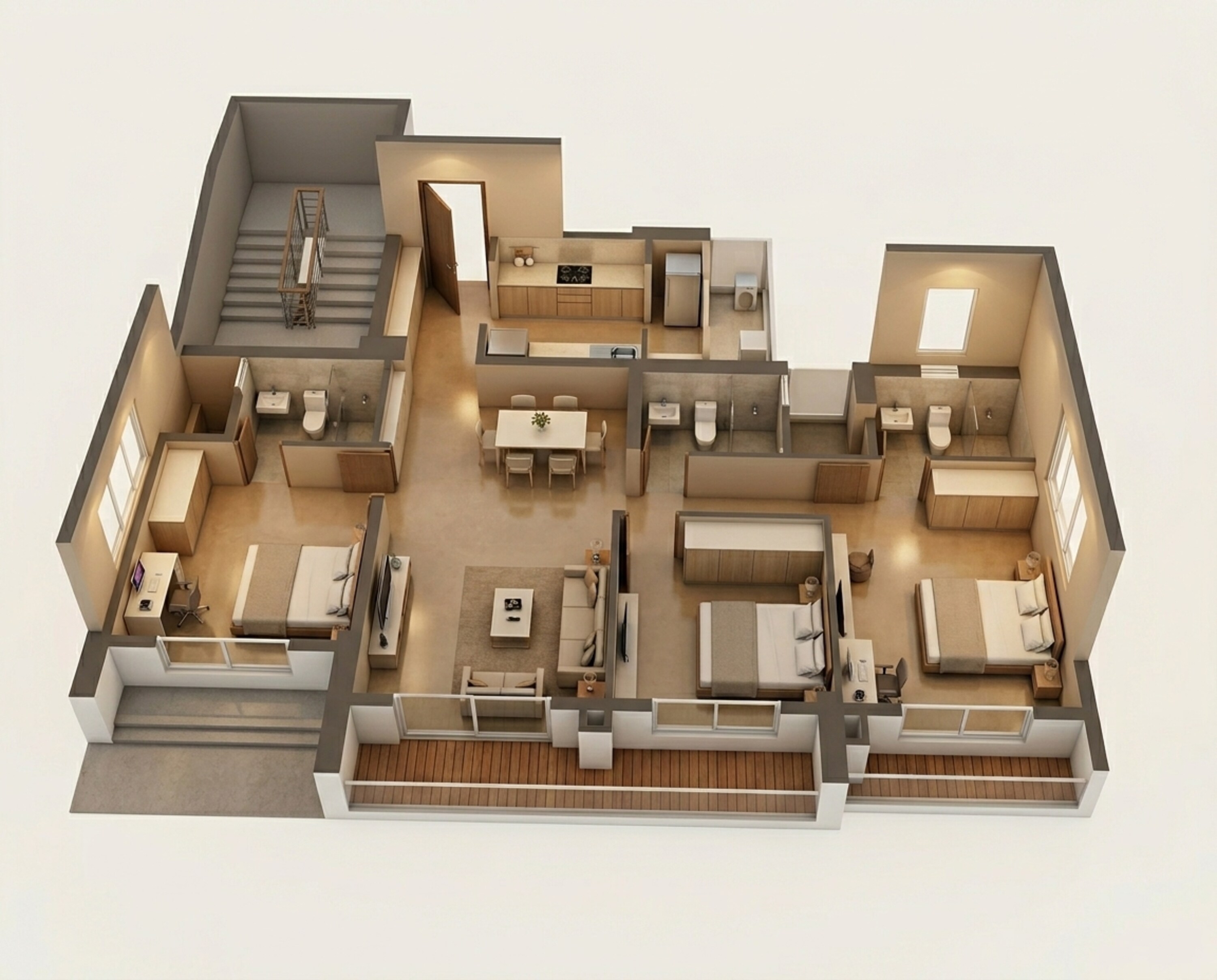 Floor plan of 3 BHK 957 Sq. Ft. Apartment in Kalpataru Launch Code Starlight Sector 5 Wing C, Thane