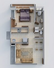 Floor plan of 1 BHK 464 Sq. Ft. Apartment in Lodha Upper Thane Woodlands E And F, Thane