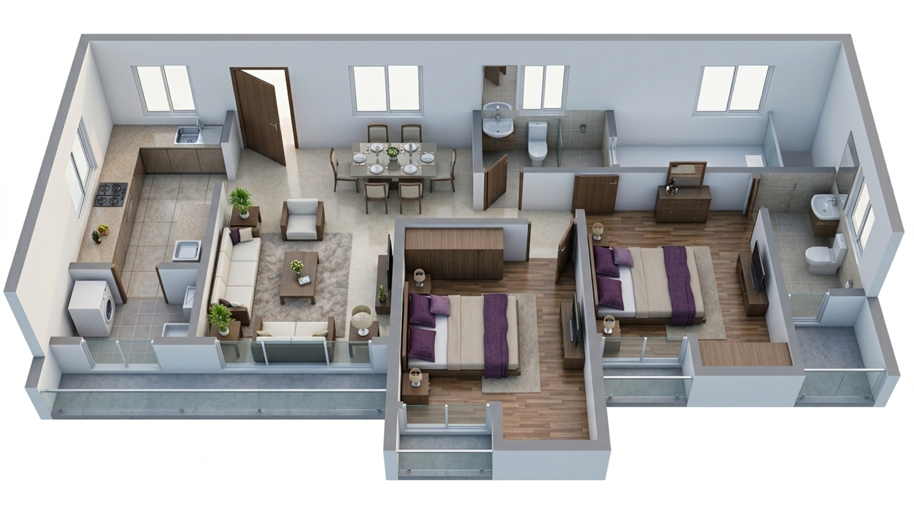 Floor plan of 2 BHK 490 Sq. Ft. Apartment in Lodha Upper Thane Woodlands E And F, Thane