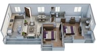 Floor plan of 2 BHK 490 Sq. Ft. Apartment in Lodha Upper Thane Woodlands E And F, Thane